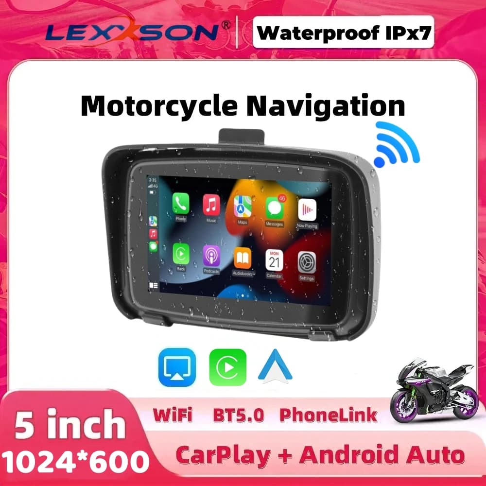 5 inch WiFi GPS Navigation Motorcycle Waterproof For Apple Carplay Screen Portable Motorcycle Wireless Android Auto Monitor