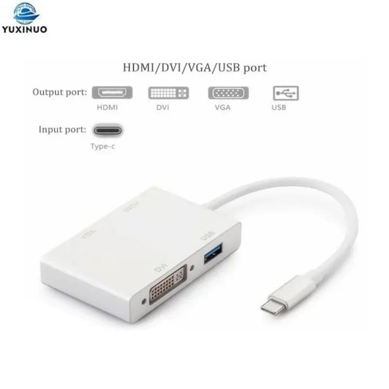 Adapter cable 4 in 1 4K USB 3.1 USB-C type C to VGA DVI USB 3.0 compatible HDMI for portable projector Splitter HUB USB C