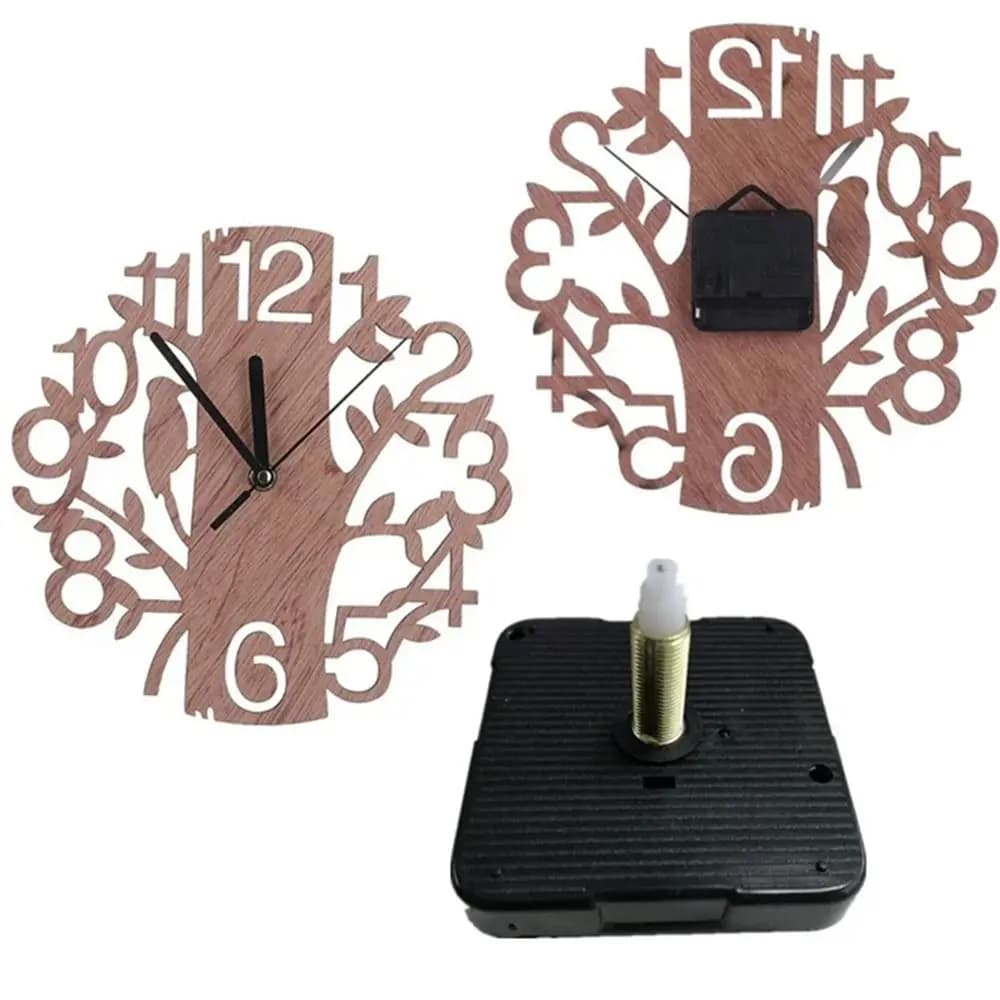 Orologio da Parete in Legno a Forma di Albero con Uccelli, Funzionamento a Batteria, 23cm, Orologio al Quarzo Silenzioso e Preciso, Decorazione da Parete per Casa e Portico