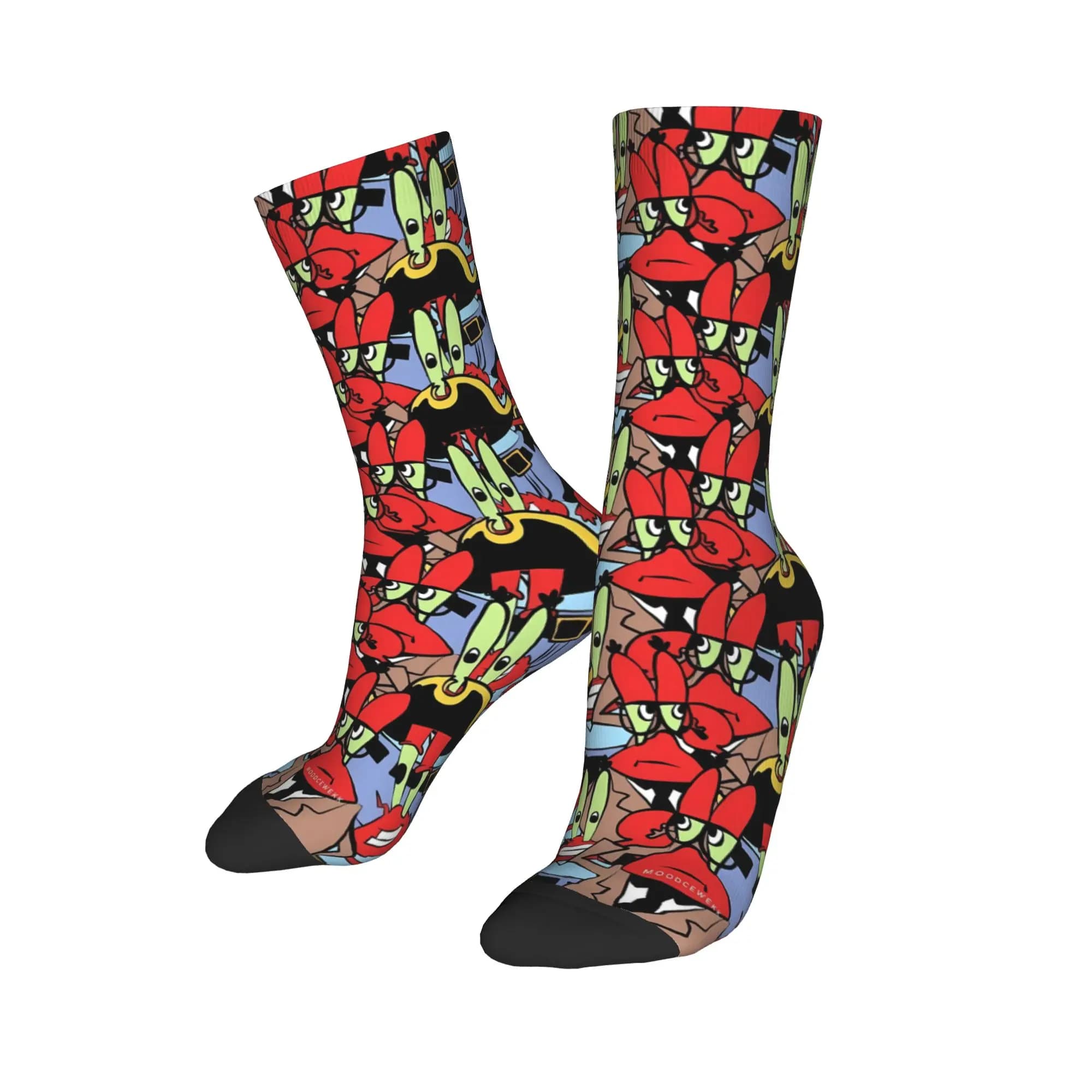 Adults Men Socks SpongeBobs Red Black Villain Dense Stockings Autumn Funny High Quality Socks Custom Skateboard Anti Skid Socks