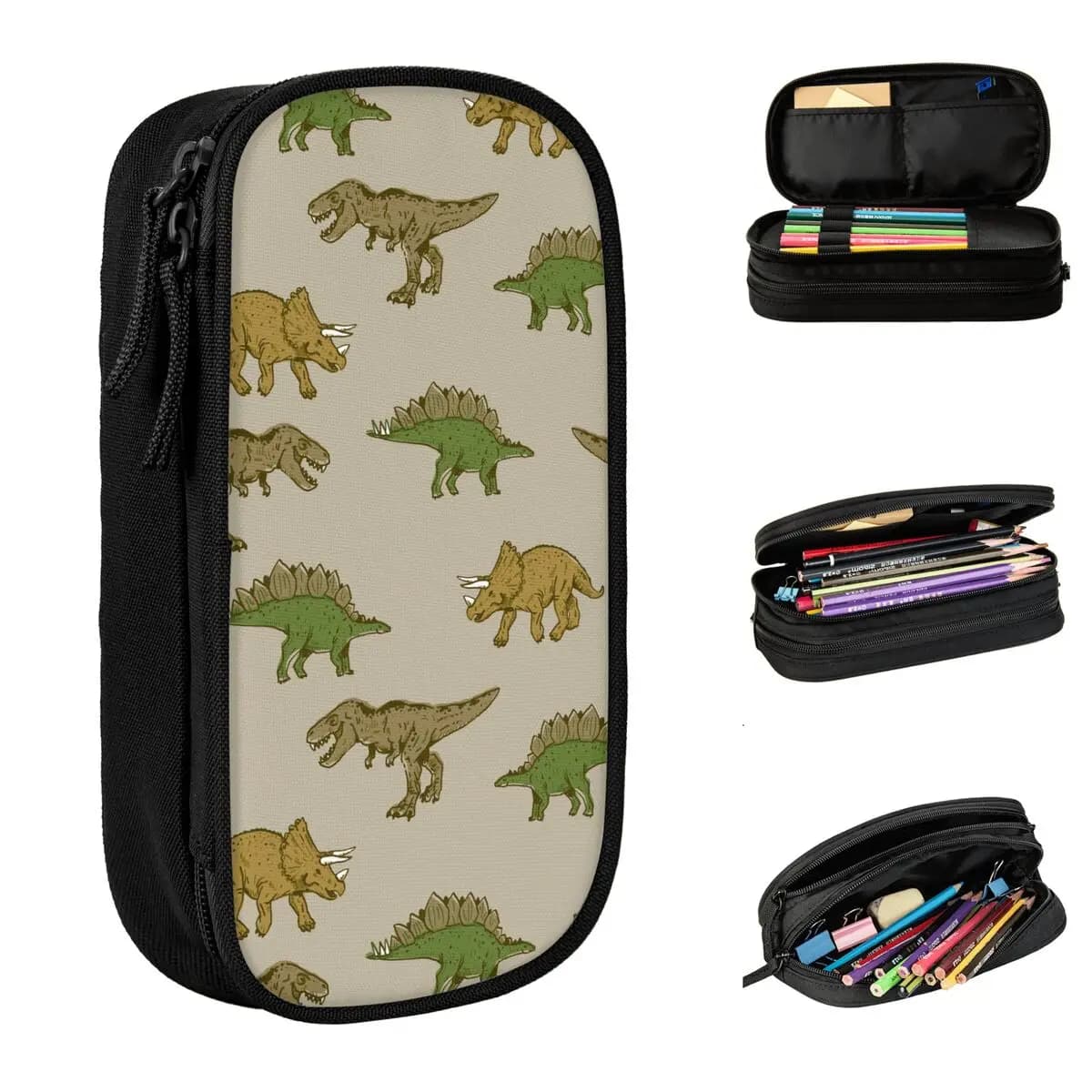 Astuccio per matite con dinosauro Animale T-Rex Stegosaurus Triceratops Astucci per penne Astuccio grande Borsa per la scuola Materiale scolastico Regali di cancelleria