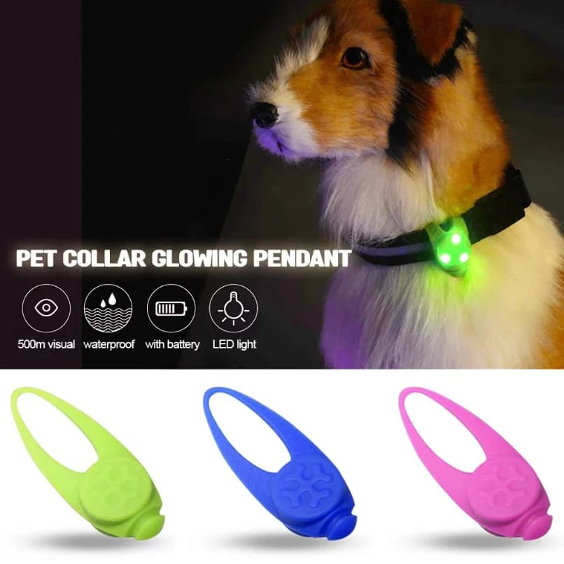 Ciondolo in gomma siliconica a LED per animali domestici, luce lampeggiante di sicurezza, collare a LED lampeggiante, ciondolo luminoso per collana di cuccioli di gatto