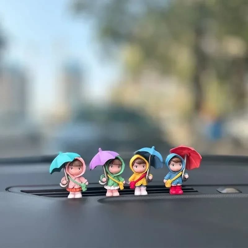 Simpatico impermeabile Ombrello Ragazzo Ragazza Bambola Piccolo ornamento Decorazione auto Accessori per bambole Regalo Giocattoli per bambini Accessori interni