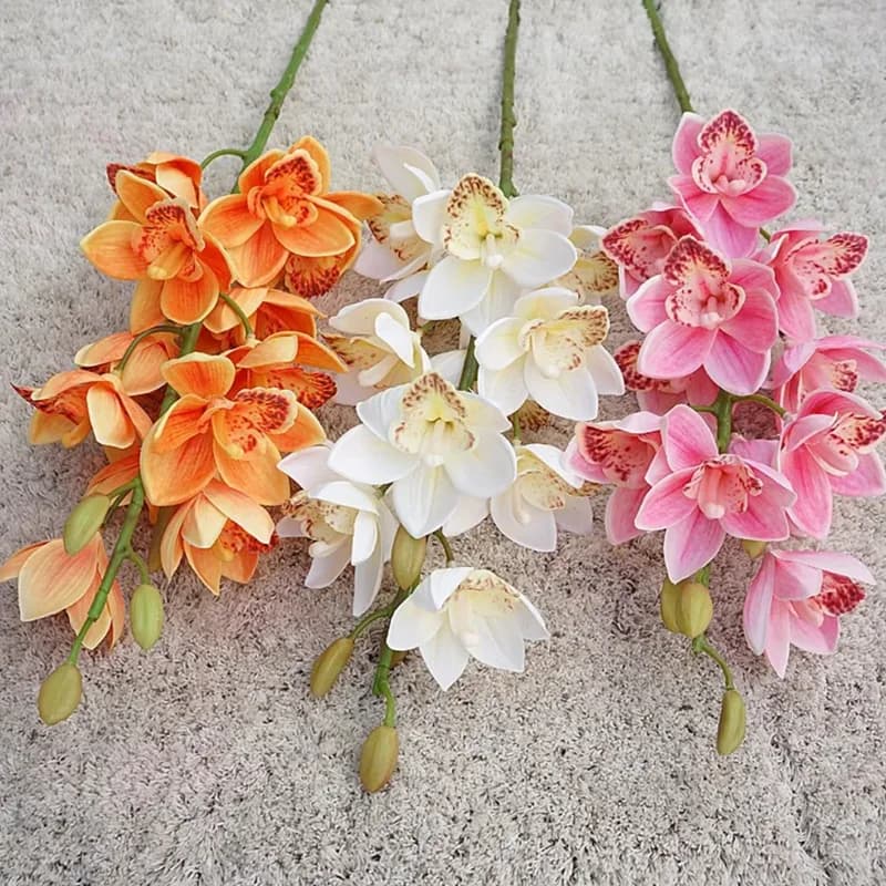 NEW branch of artificial orchid Flower Real touch fake flowers for home party photo decoration wedding room table decoration