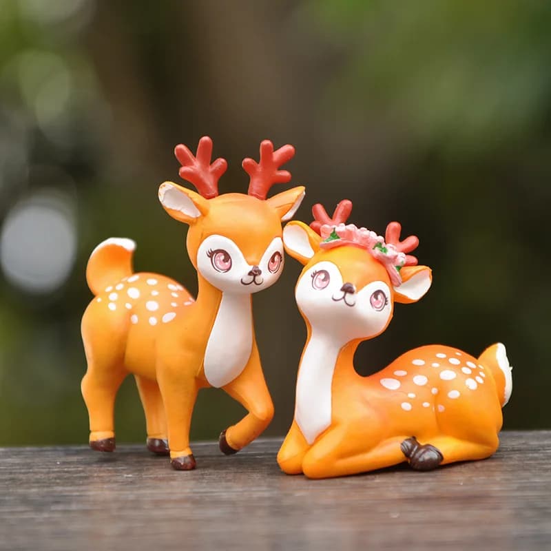 Nice Ornamental Deer Statuette, Sika Deer, Vase Succulent Plant, Micro Landscape, Table Decoration, Cake Ornament, Artisan Decorative Item