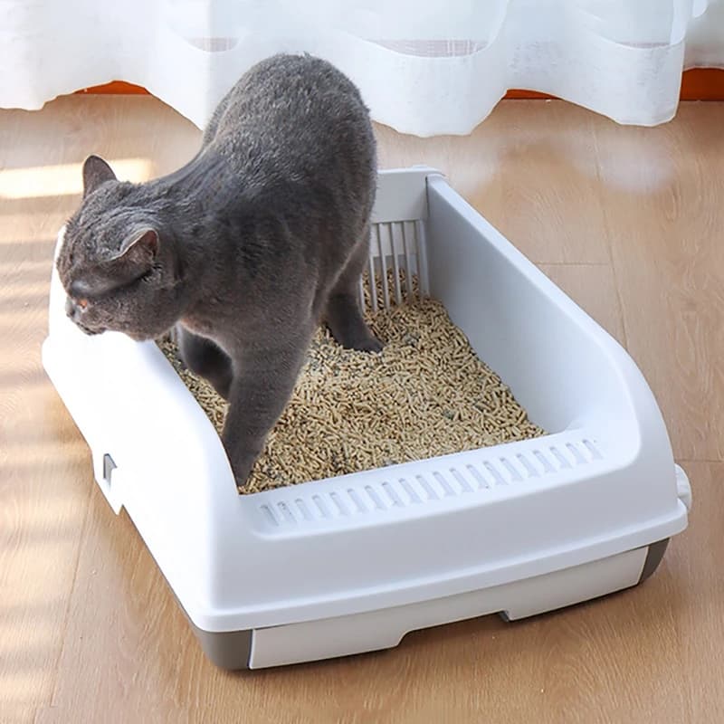 Lettiera semiautomatica semi-chiusa per gatti Tipo di cassetto antispruzzo Vassoio per toilette per gatti Deodorante per addestramento agli animali domestici Bacino di sabbia