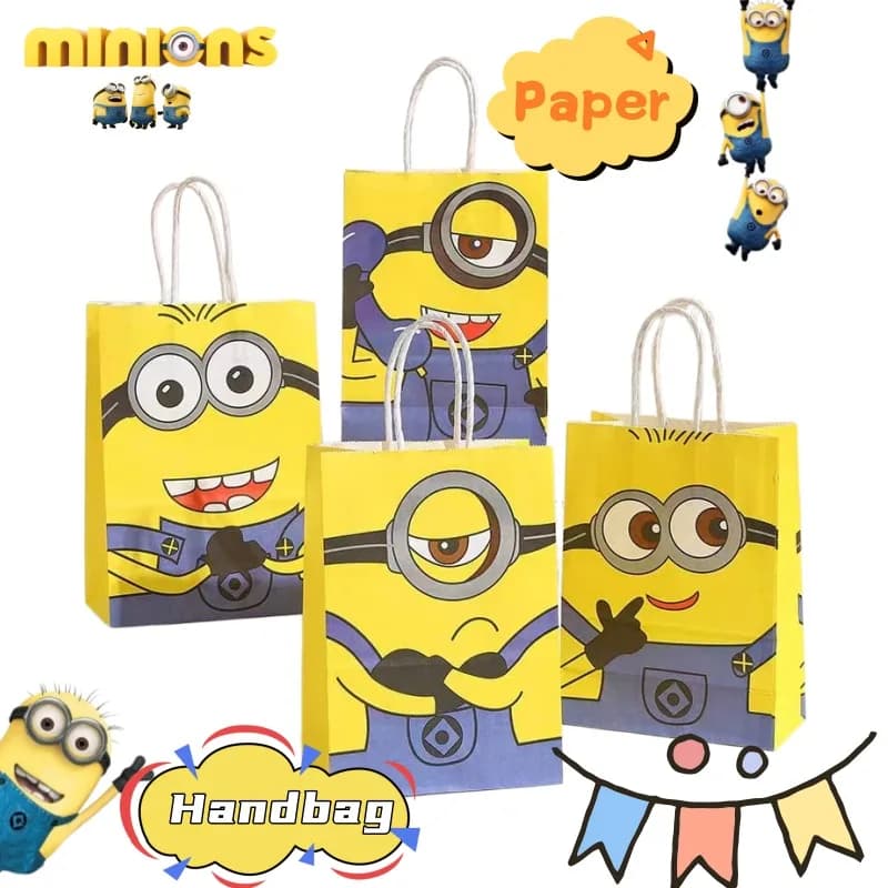 20 sacchetti regalo in carta per feste di compleanno dei Minions di Despicable Me, sacchetti regalo kawaii, borse di grande capacità, vendita all'ingrosso