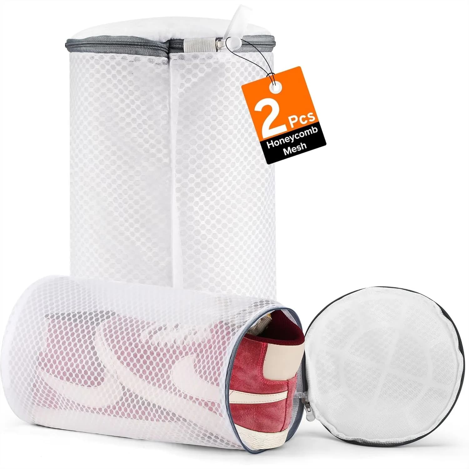 Confezione da 2 Sacchi Grandi per Lavatrice, Sacchetto a Rete a Nido d'Ape per Sneaker, Scarpe da Corsa, Calzini, Reggiseni, Capi Delicati