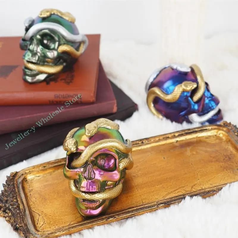 R7uf Double Snake per lo specchio della testa Specchio silicone Modello fai -da -te Skull resina epossidica per ornamenti del da
