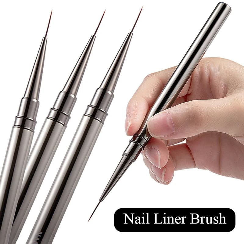 6/9/12/15/18mm Nail Art Liner Pennello Manico in metallo Pittura Acrilico Francese Stripe Disegno Penna UV Gel Polish Nail Art Manicure Strumento