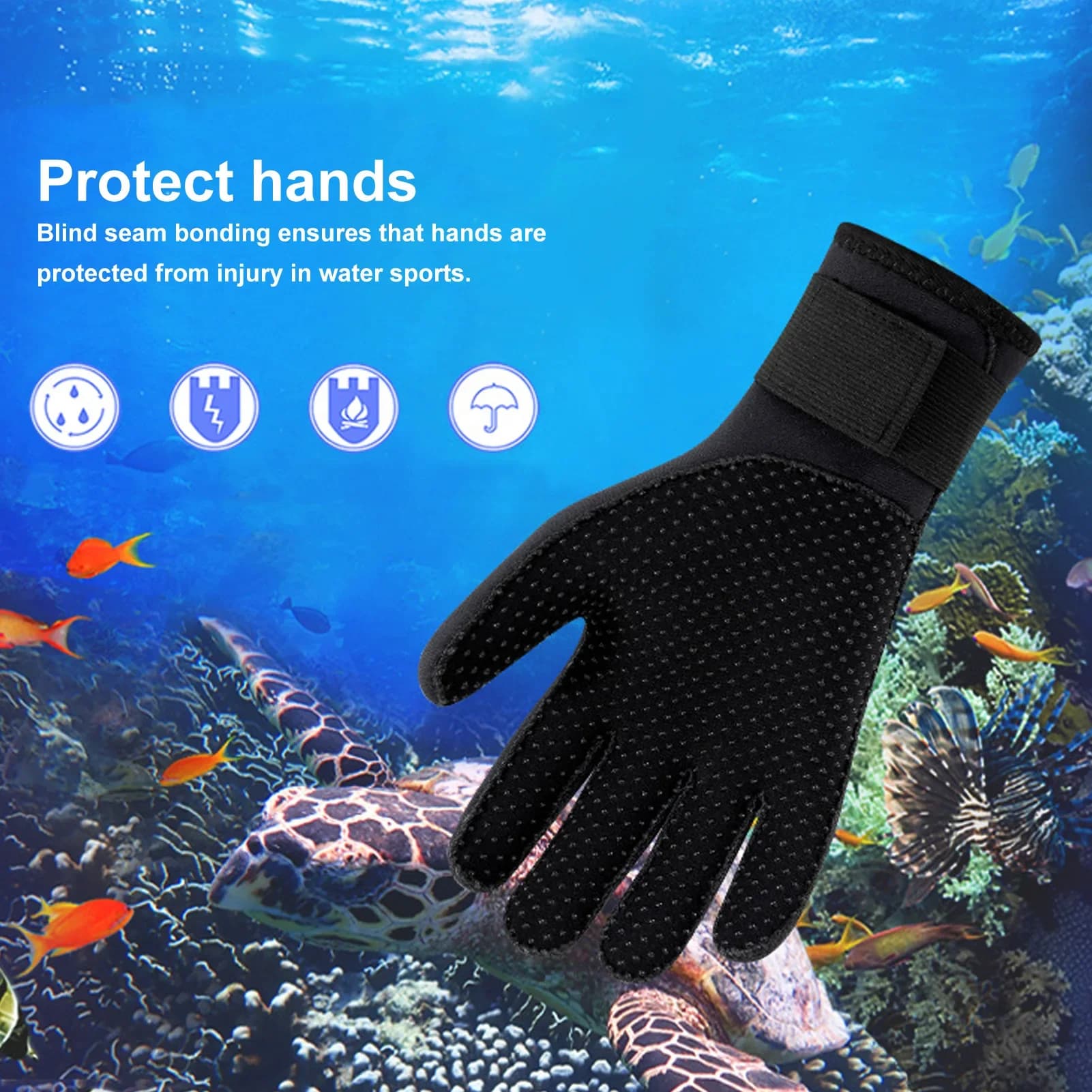 1 paio di guanti da immersione neri guanti da nuoto subacquei in neoprene resistenti all'abrasione antigraffio per lo snorkeling pesca surf