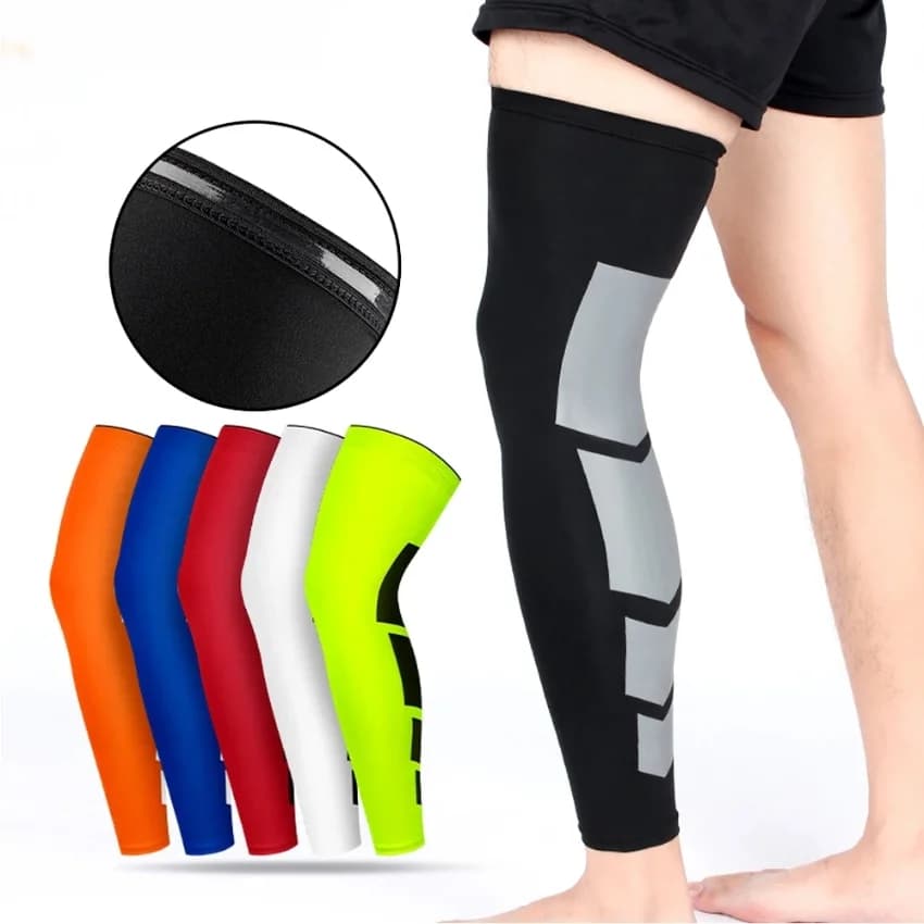 1 paio di maniche a compressione, supporto per gamba intera, ginocchiera lunga, protezione per basket, calcio, pallavolo, ciclismo, uomo e donna