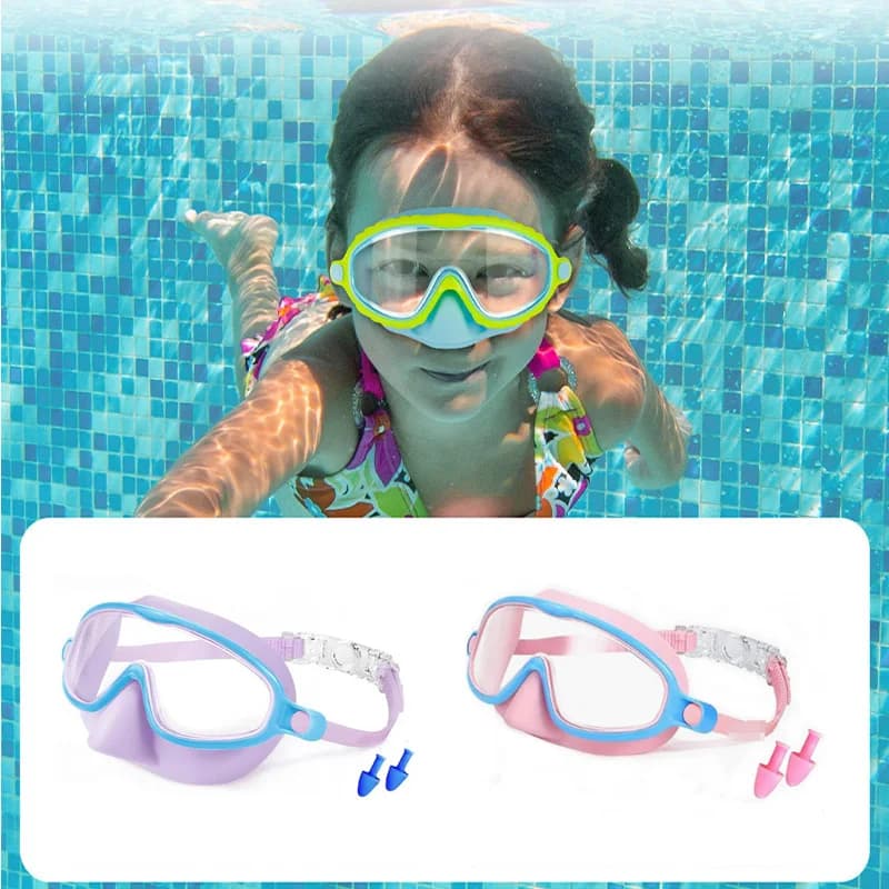 Children's swimwear with nose protection to prevent water from entering, swim glasses for diving with large frame