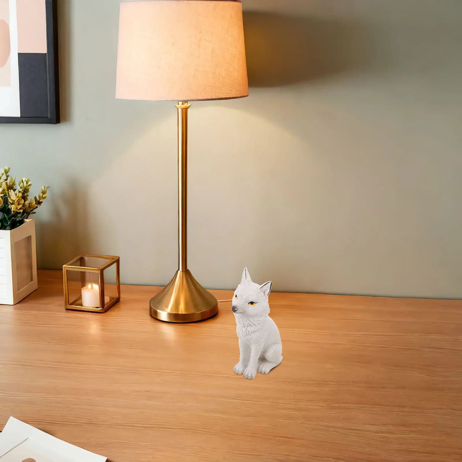 Small Resin Mini Fox Statue Lifelike Outdoor Bonsai Plant Pot Fairy Garden Landscape Micro Scene Garden Decoration
