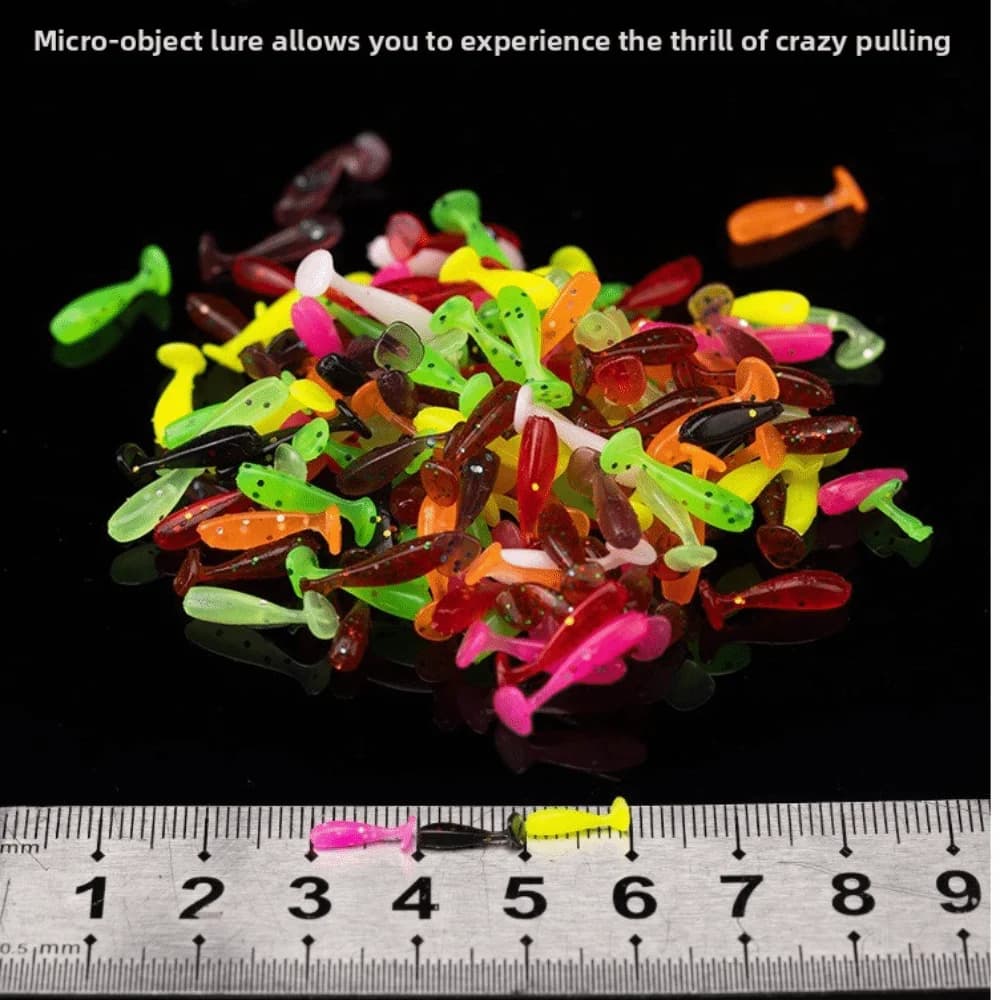 60 pz Professionale Silicone Pesca Esche Morbide T Coda Colori Della Miscela Pesca Jig Lure 1.0 cm Minnow Esche Pesca Invernale