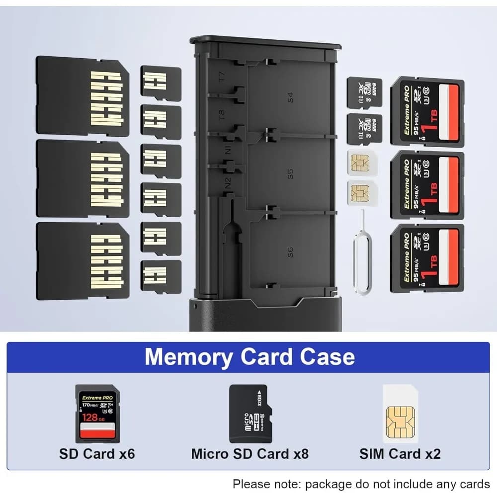 Custodia BUDI per Schede di Memoria Antiurto e Resistente agli Urti per Schede Micro SD SDXC SDHC TF - Contiene 6 Schede Micro SD