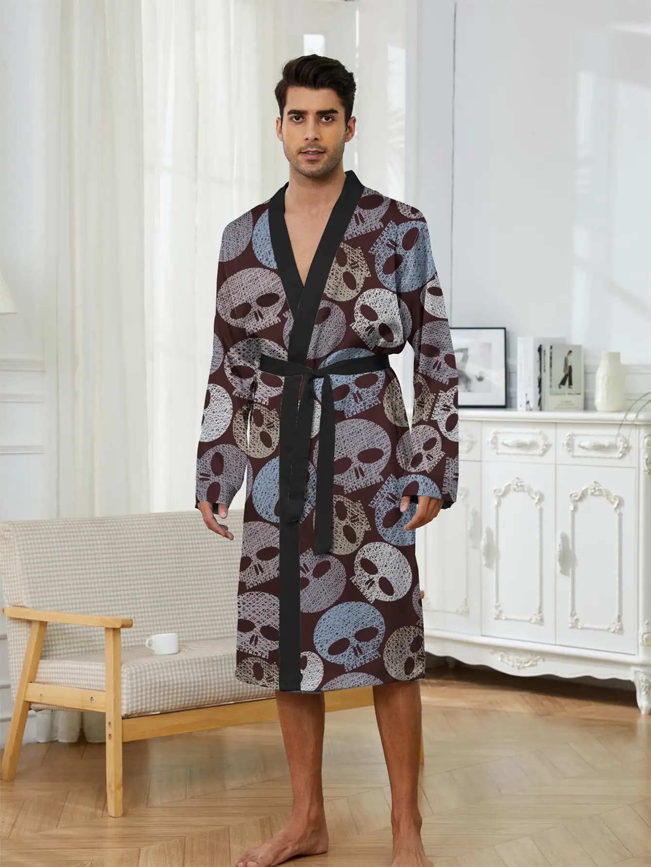 1pcs Men's Robes 2026 Spring/Summer Breathable Graphic 3D Printed Funny pajamas Bathrobe man Sleepwear dressing gown sleepwear
