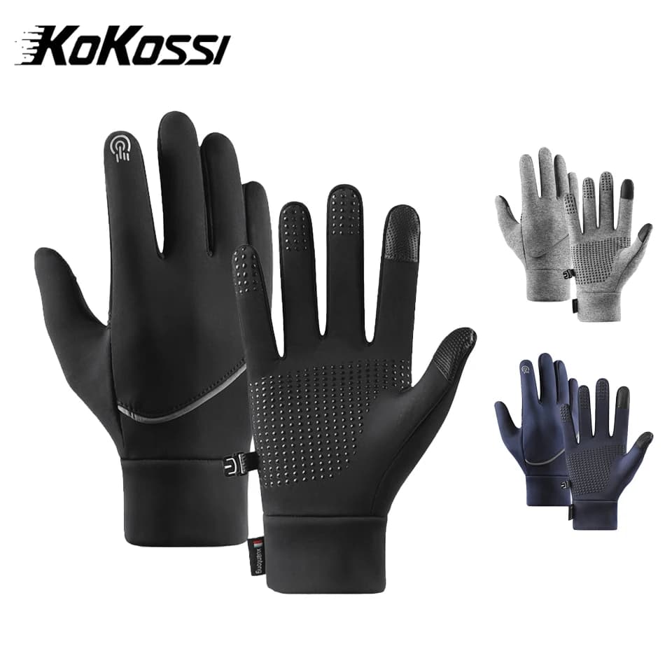 KoKossi Winter Protection Cycling Gloves Waterproof Anti-slip Touch Screen Windproof Running Gloves Riding Warm Gloves Unisex