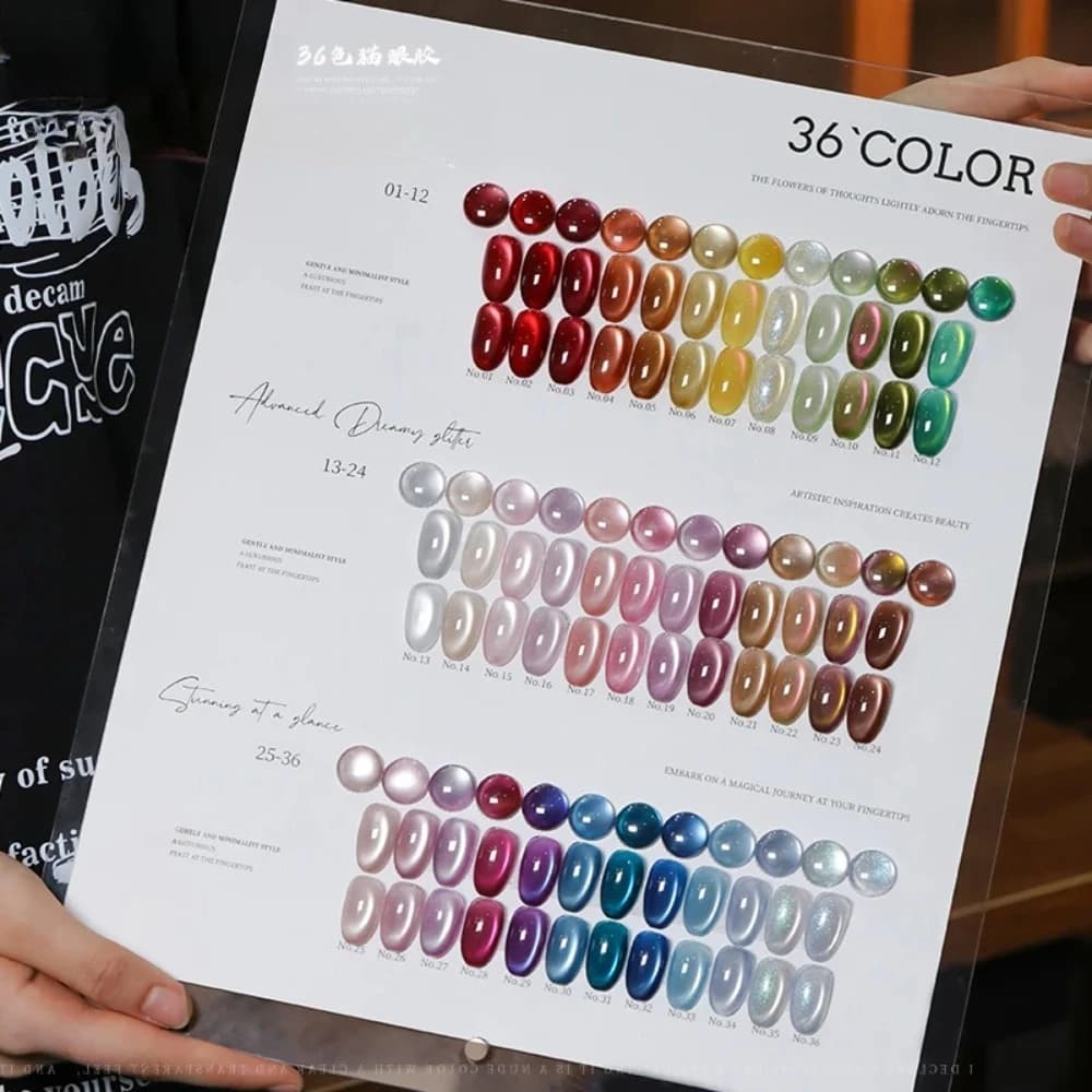 36color/set Star River Cat Eye Gel Nails Polish 15ml Magnetic Gel Glass Beads Semi Permanent Soak Off UV Nail Gel For Nail Salon