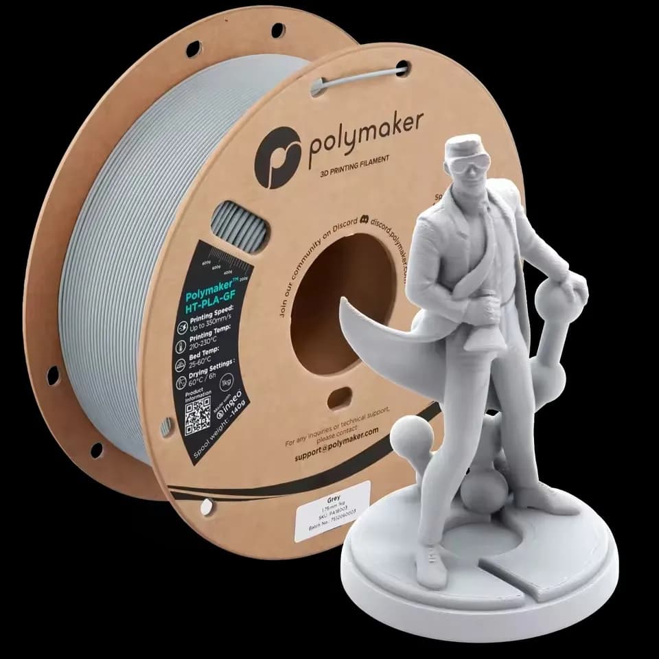 Filamento 3D Polymaker HT-PLA-GF 1.75mm 1kg/bobina, PLA con Fibra di Vetro ad Alta Temperatura, Resistente fino a 150°C ° Filamento per Stampante 3D FDM