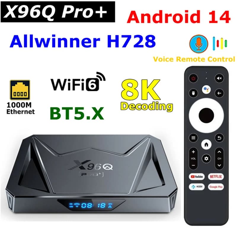 Nuovo X96Q Pro+ Android 14 TV Box 2026 Allwinner H728 4GB 64GB Decodifica Video 8K BT5.X Wifi6 USB3.0 LAN 1000M 4GB 32GB Set Top Box