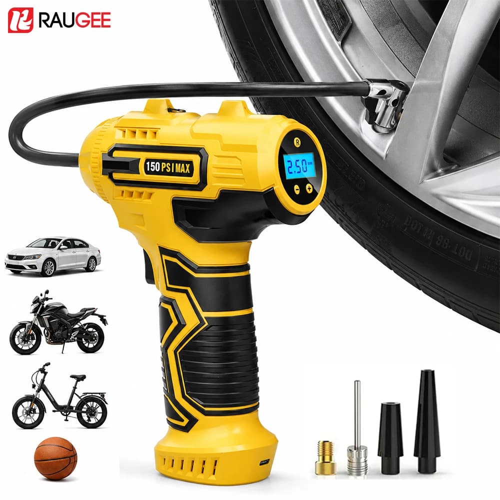 Wireless Car Air Pump Portable Car Tire Inflator with LED Light Digital Mini Electric Tire Inflator for Motorcycle Bike Football