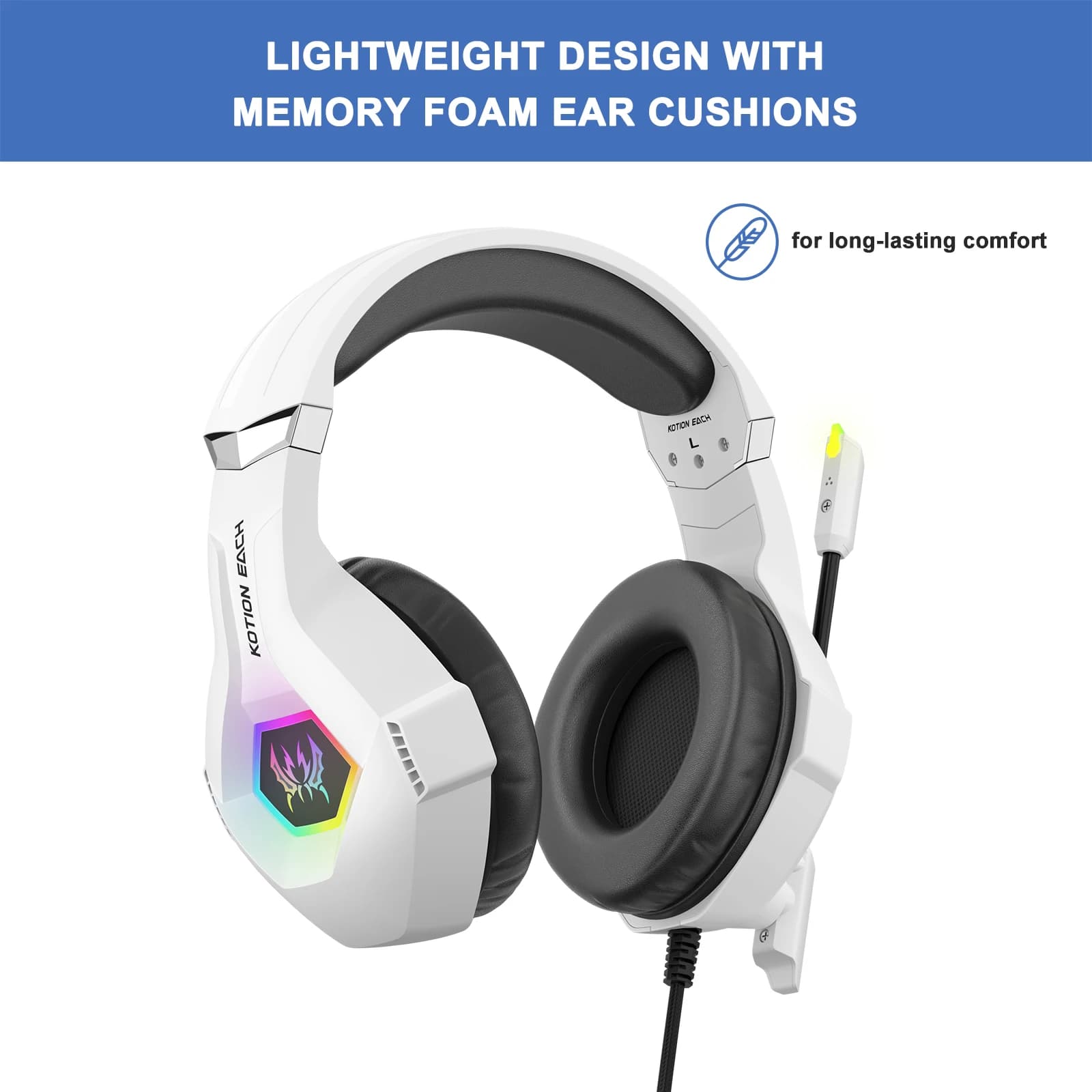 GS450 wired gaming headphones with noise cancelling stereo sound with LED light for PC PS4 Controller Xbox One Switch PS5