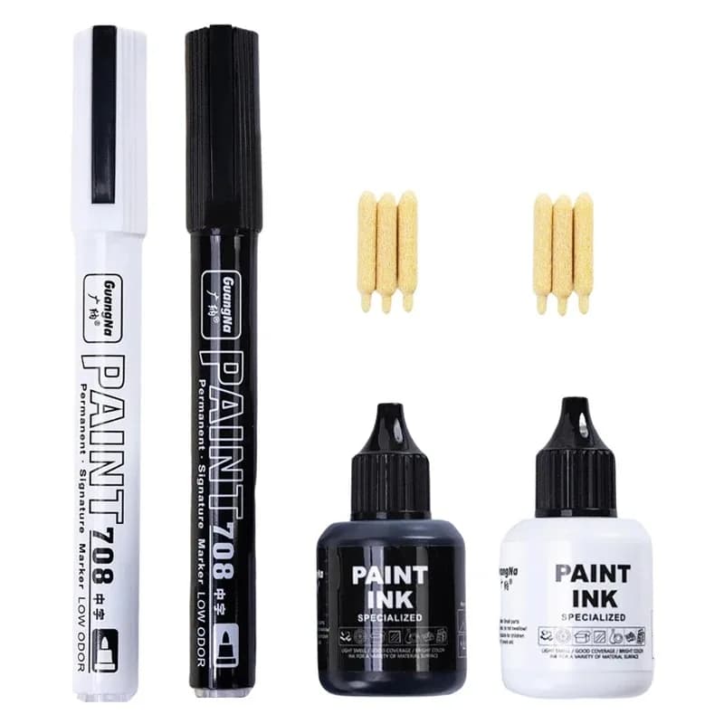 Pennarelli indelebili con set di inchiostri oro, argento, bianco, nero - Pennarelli artistici per pneumatici, gomma, tessuto, metallo, effetto metallizzato