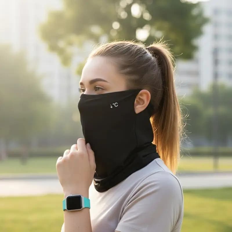 Ice Silk Face Cover with Neck Protection UV Blocking Summer Mask for Driving Running and Outdoor Work