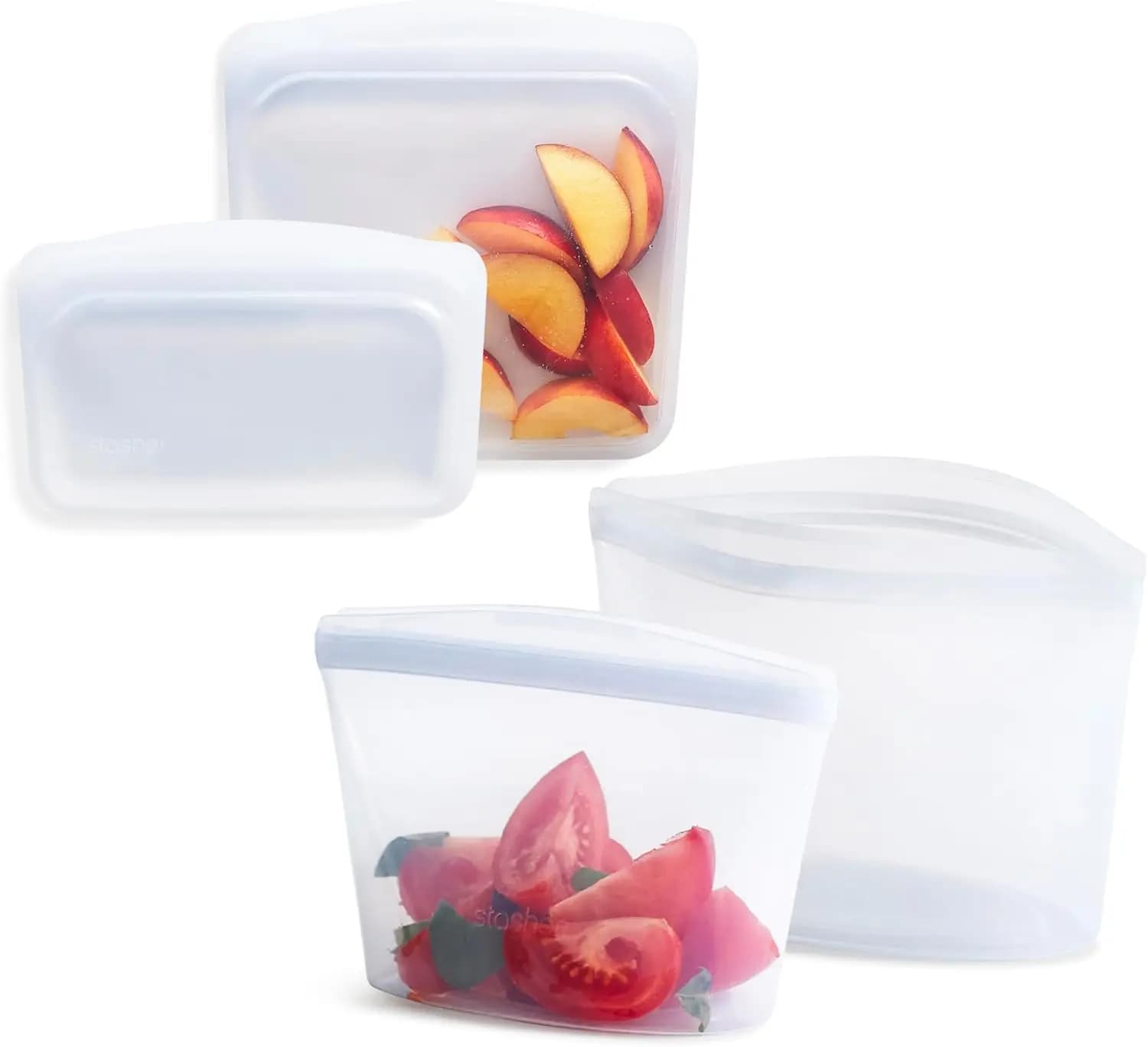 Sacchetti Riutilizzabili in Silicone per Alimenti, Confezione da 4, Adatti per Microonde e Lavastoviglie, Contenitori Ecologici per Snack