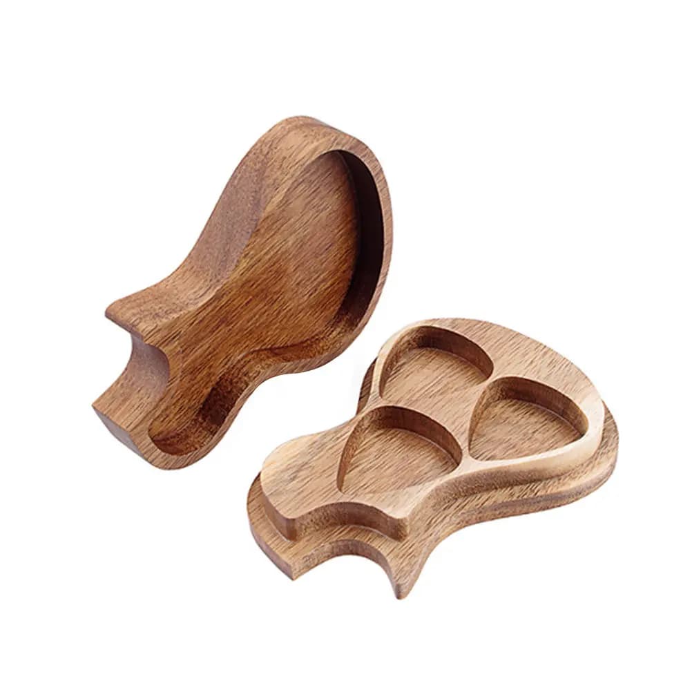 1Pcs Handmade Wooden Guitar Pick Storage Box Smooth Polished Organizer for Acoustic Electric Guitarist Music Performance Party