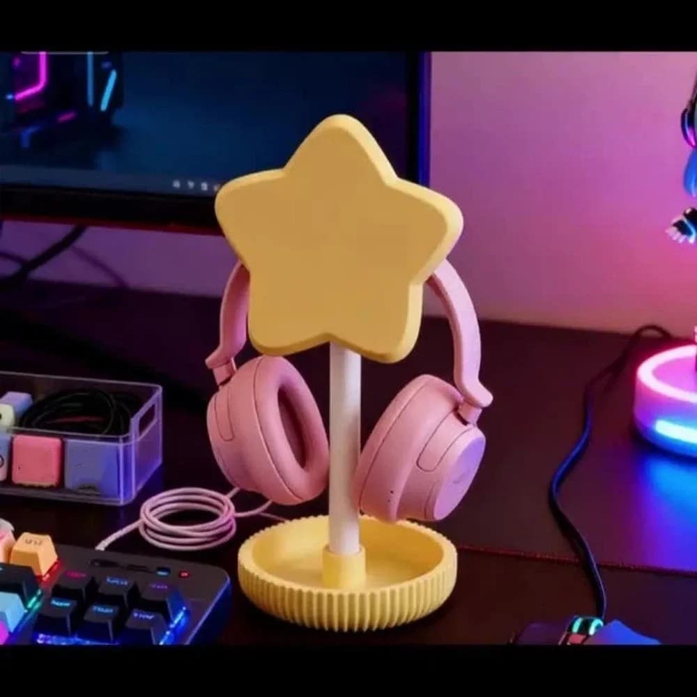 Star Headphone Stand 3D Printed Necklace Organizer Desktop Storage Stand Colorful Hair Scrunchie Holder Jewelry Storage Rack
