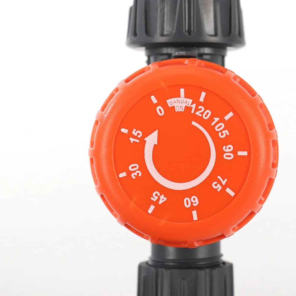 Automatic mechanical irrigation timer for use in the garden with connection for rotary and leak-proof pipe