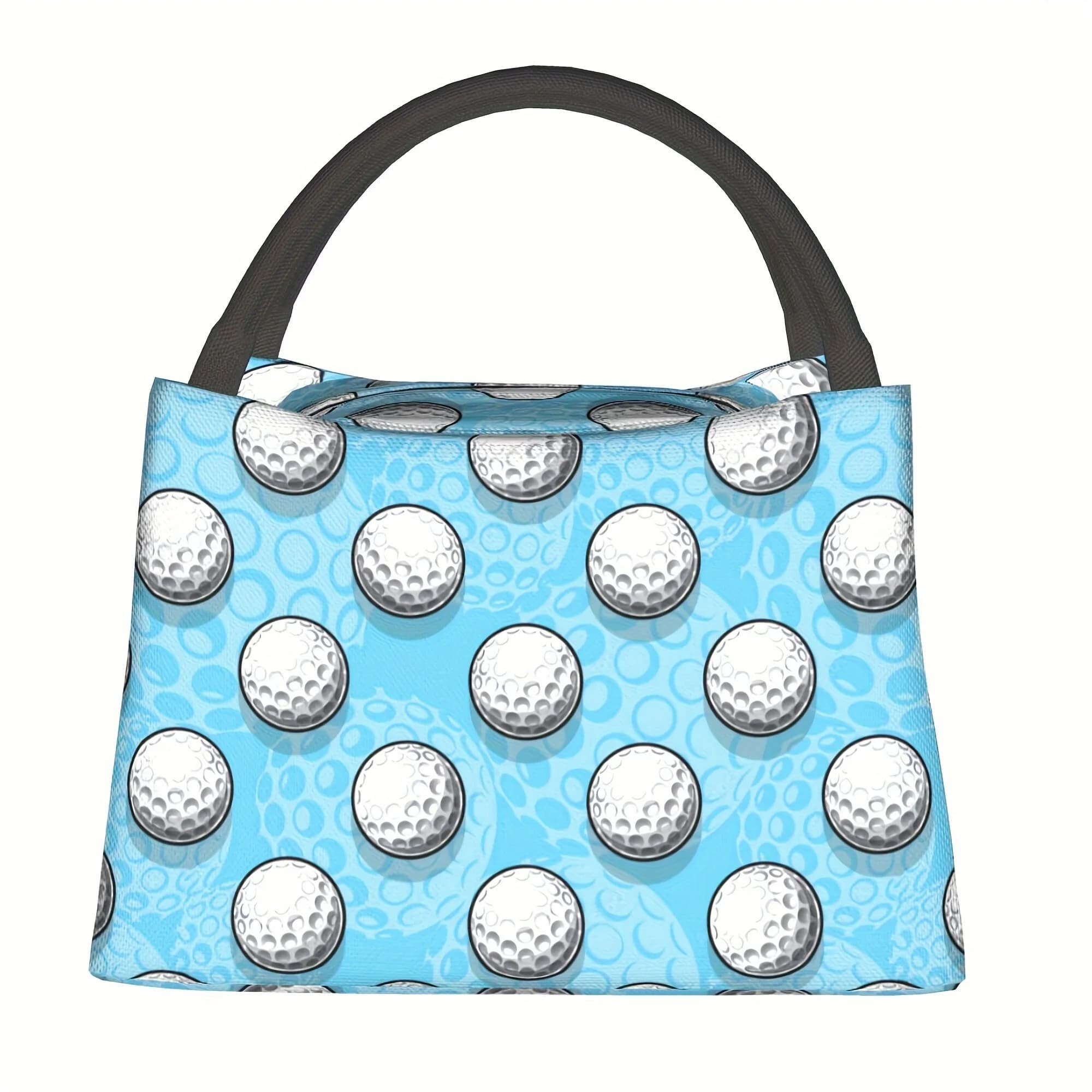 Borsa termica portatile riutilizzabile con motivo a palline da golf, borsa termica per il pranzo, essenziale per il campeggio, picnic, spiaggia, adatta per la casa