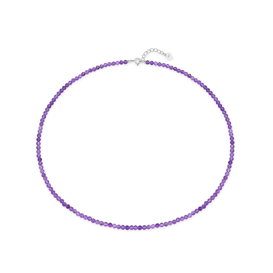 Girocollo in pietra naturale da 3 mm Collana in argento sterling 925 con tormalina lavorata a mano Gioielli per donne Prodotti di tendenza Ametista