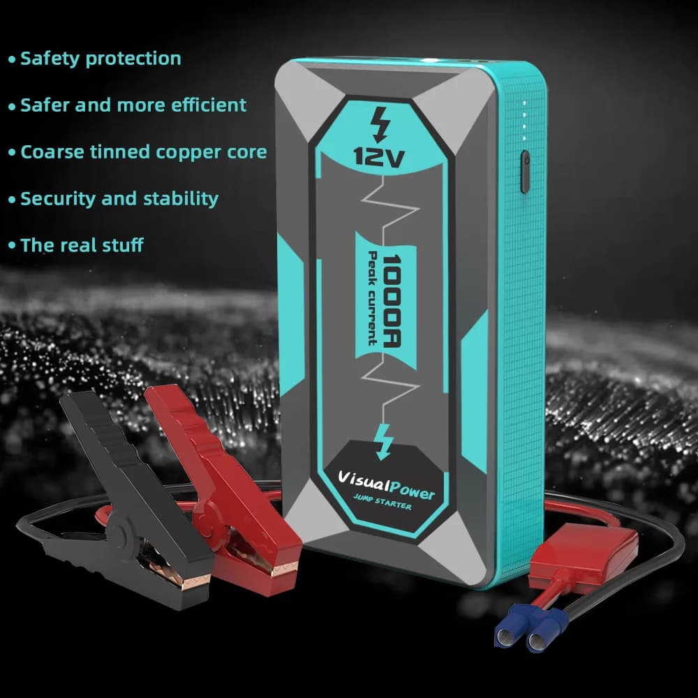 Avviatore di Emergenza 1000A 12V Portatile per Auto a 4 Cilindri, SUV, Caricabatterie di Emergenza, Power Bank