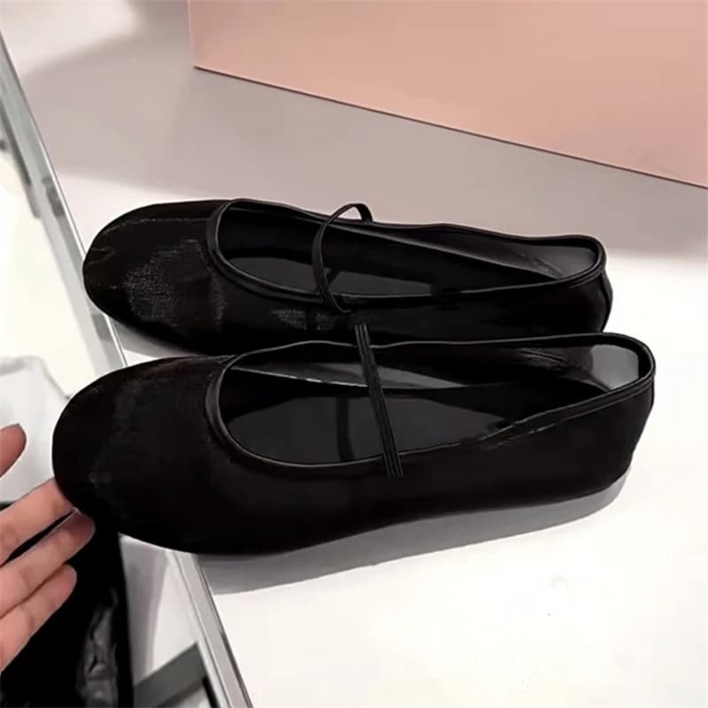 Summer Concise Round Toe Hollow Out Breathable Mesh Woman Sandals Fashion Shallow Flat Heels Slip-on Shoes