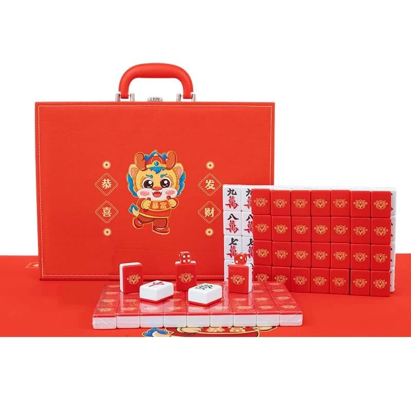Dimensioni 40/42/44 Piastrella 144 pezzi Mahjong, gioco da tavolo Mahjong da gioco a mano con macchina, scatola in pelle o borsa morbida Mahjong da imballaggio
