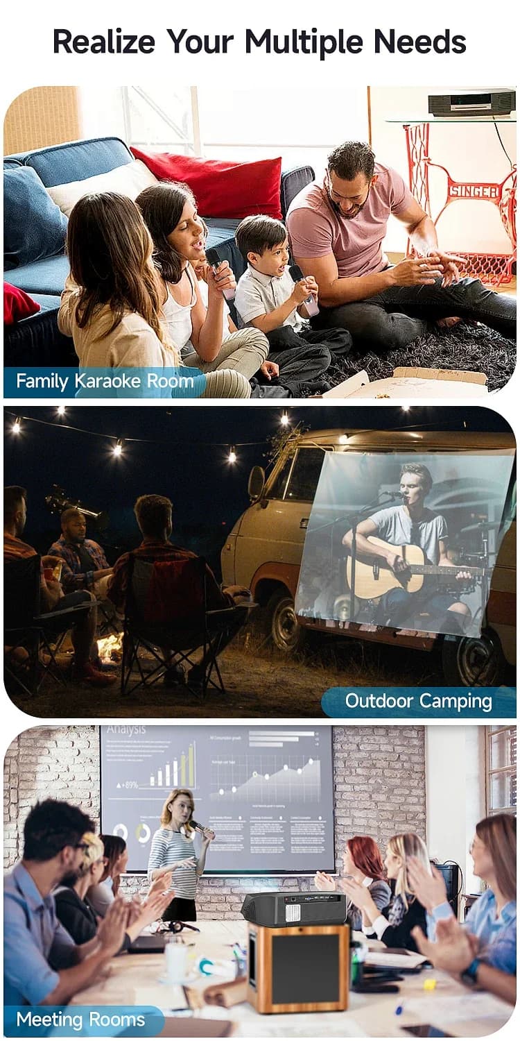 Nuovo arrivo 1080P Full HD Karaoke Proiettore Wifi Schermo a specchio Video Projecteur