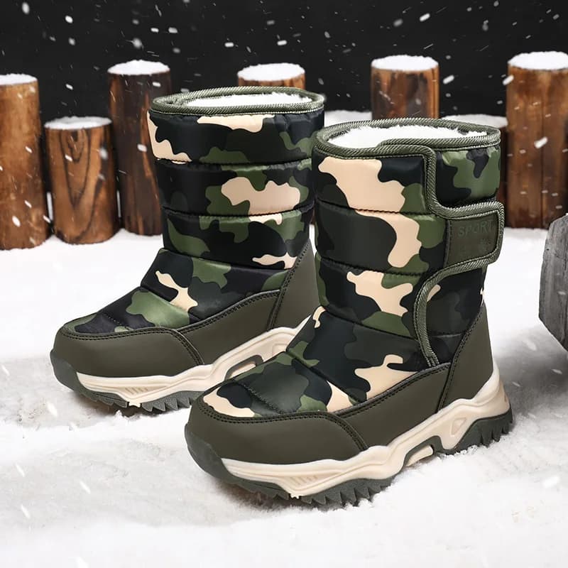 2024 scarpe invernali per bambini peluche tessuto impermeabile scarpe da ragazza antiscivolo stivali da neve con suola in gomma stivali da esterno caldi alla moda