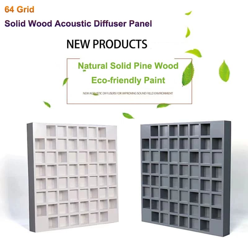 QRD Pannelli diffusori acustici in legno 60x60x7 cm Trattamento sonoro per ambienti per studio domestico, teatri, sale di concerti Nero/Grigio/Bianco