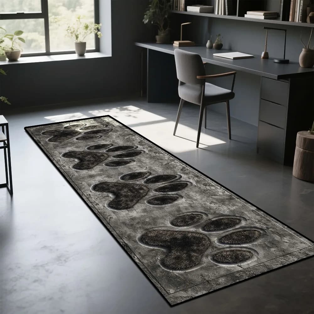Tappeto con Stampa di Zampa di Cane, Decorazione per Casa, Ingresso, Corridoio, Stile Impronte di Animali Domestici, Arredo per Camera da Letto