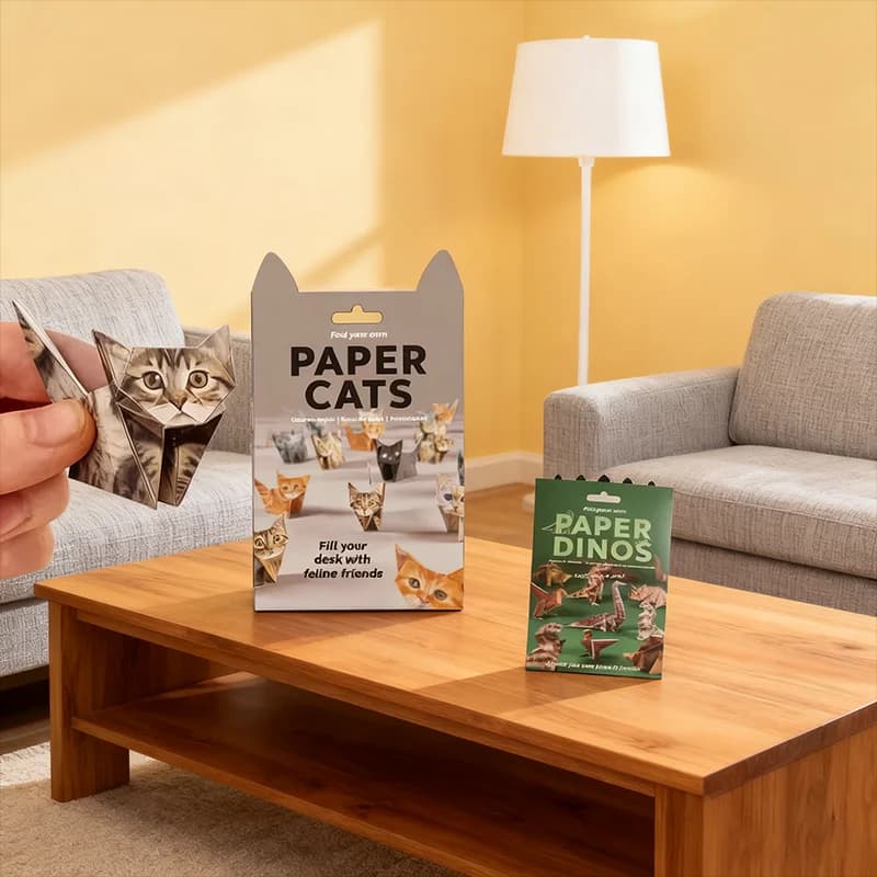 2/3 Sheets Origami DIY Paper Cats Handmade DIY Paper Cat Dog Dinosaur Folding Animal Folding Paper Set Home Office Desk Decor