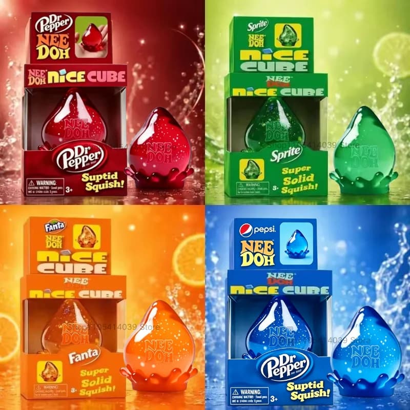 New Needoh Dreamy Water Drop Marbled Cube Malt Sugar Squish Toy Soft Squeeze Anxiety Relief Fidget Toy Surprise Blind Box