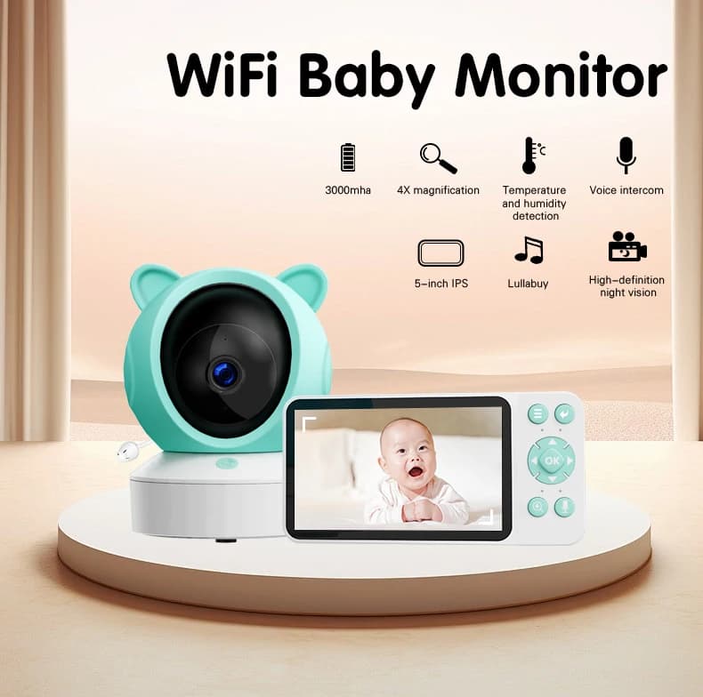 Danmini Videocitofono Baby Monitor TUYA APP Telecomando Visione notturna a infrarossi Rilevamento pianto Telecamera di sicurezza interna 1080P
