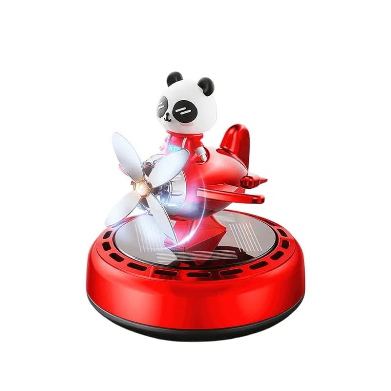 Solar Powered Rotating Panda Pilot Airplane Car Air Freshener Perfume Dashboard Ornament Interior Fragrance Diffuser Gift