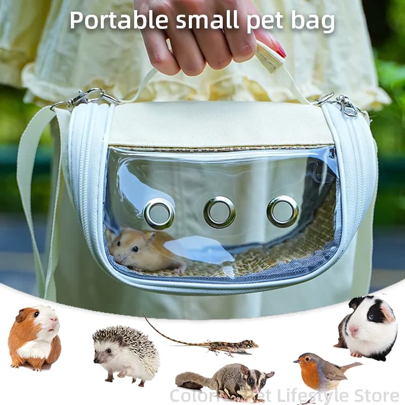 Borsa Trasportino Traspirante per Piccoli Animali Domestici, Comoda Borsa a Tracolla da Viaggio per Criceti, Porcellini d'India, Pappagalli, Uccelli, Ricci
