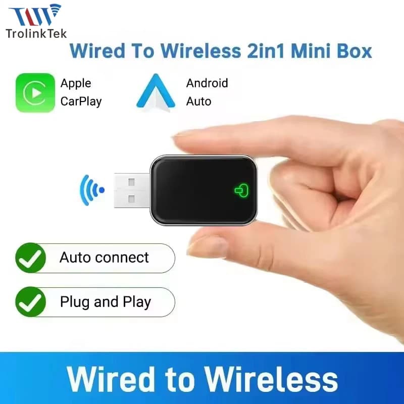 Adattatore wireless Carplay e Android Auto 2in1 BT 5.4 WIFI6 Smart Mini Box per auto a filo 98% Plug Play Dongle Carplay wireless