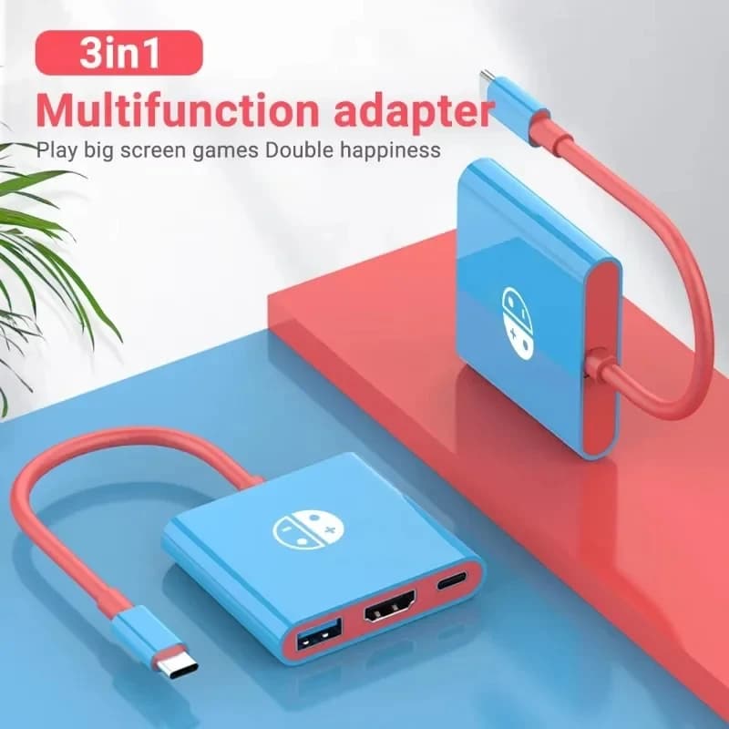 Type-C to HDMI Adapter, Portable TV Adapter with USB 3.0 4K/30HZ port for Steam Deck, Nintendo Switch, Screen TV Projection