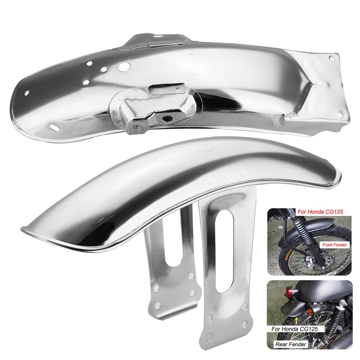 Moto cromato nero anteriore parafango posteriore Retro parafango protezione in metallo per Honda CG125 CG 125 125cc